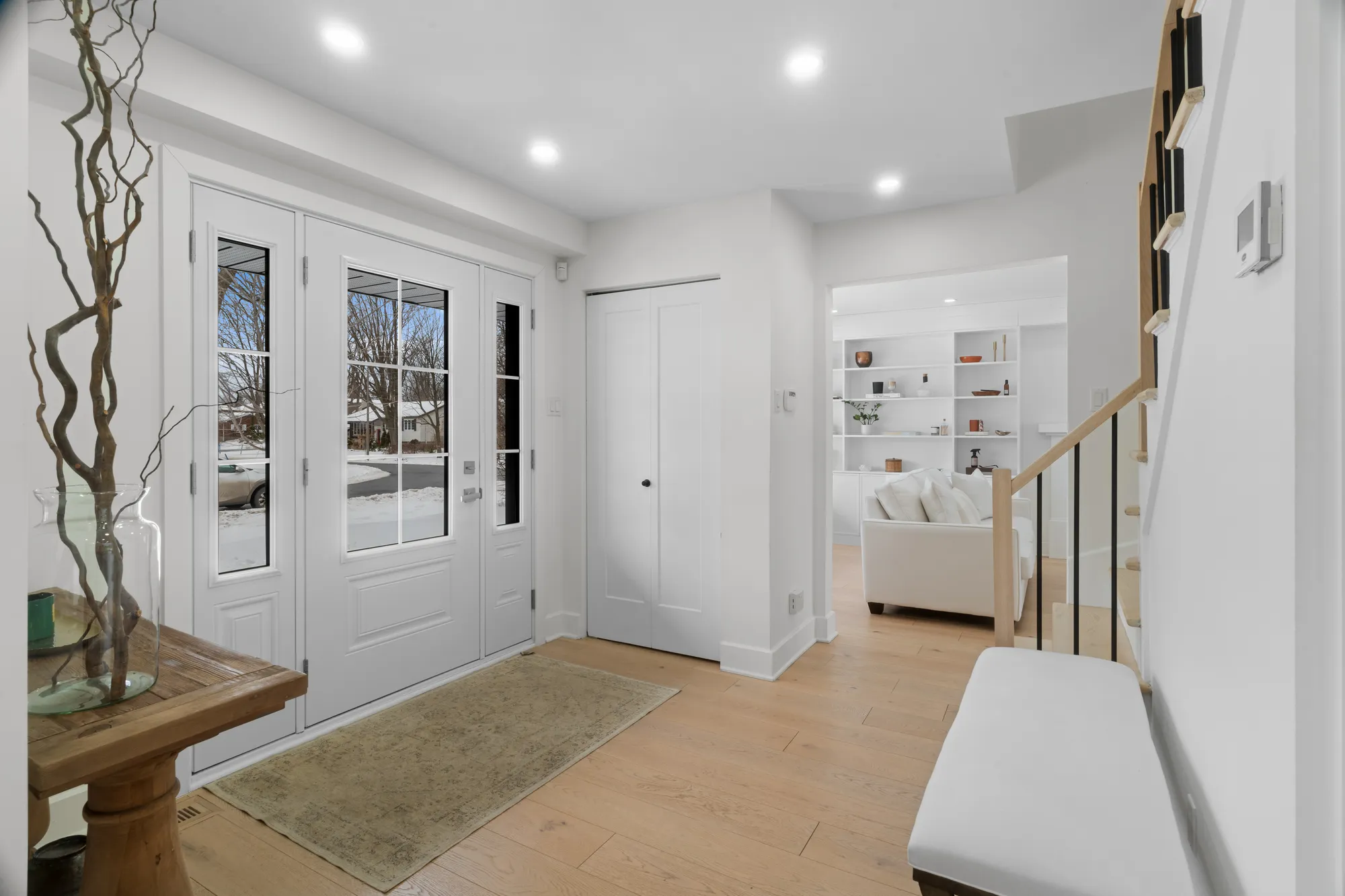 Entry hall with glazed double doors